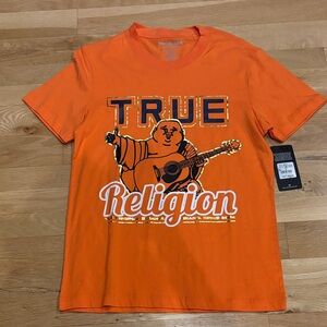 NWT True Religion The Original Buddha Brand Mens Small Orange T-Shirt